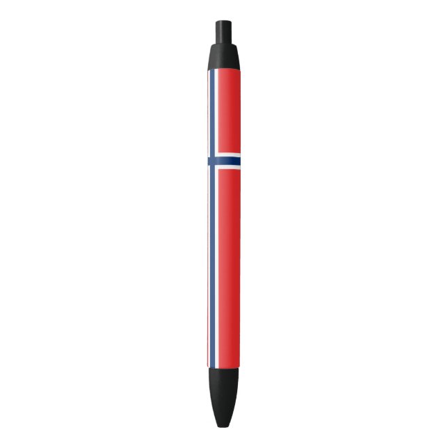 Caneta Preta Bandeira de Noruega (Frente Vertical)