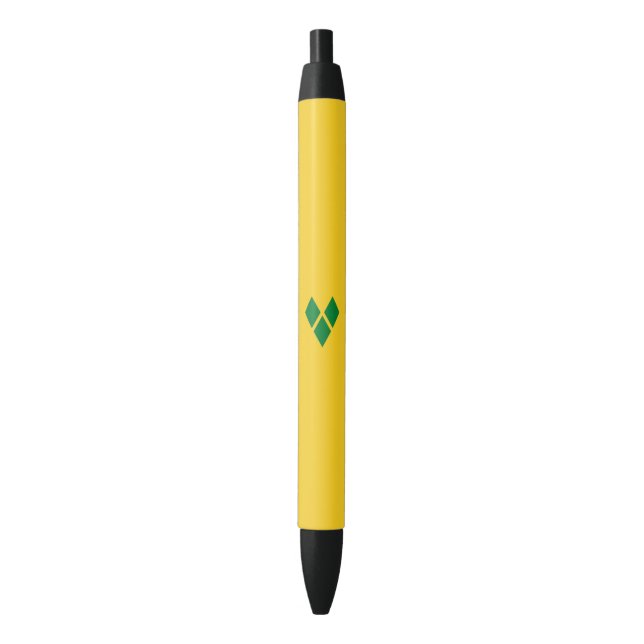 Caneta Preta Bandeira de São Vicente (Frente Vertical)
