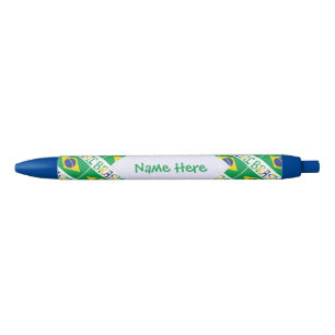 Caneta Preta Bandeira do Brasil Personalizada
