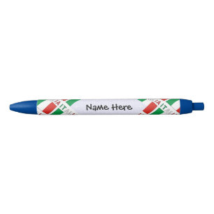 Caneta Preta Bandeira Italiana Itália Personalizada Preta Tiled