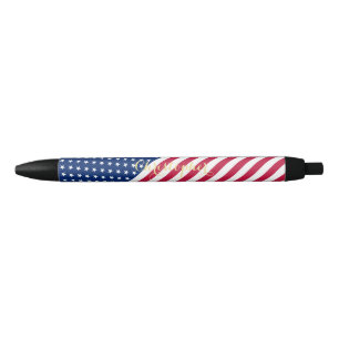 Caneta Preta Bandeira Patriótica EUA Bandeira Vermelha White E