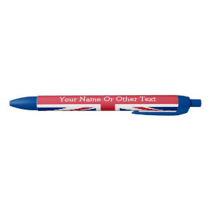 Caneta Preta Bandeira Patriótica Personalizada UK Britânica Uni