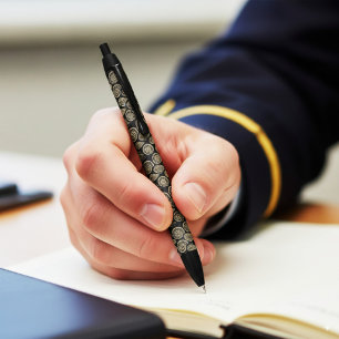 Caneta Preta Beige venenoso fóssil trilobite padrão amonita