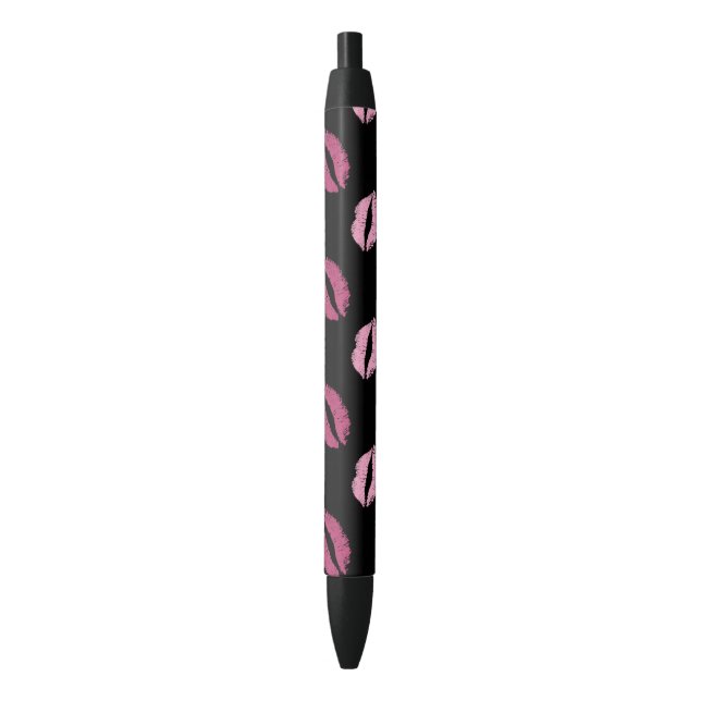 Caneta Preta Beijos Cor-de-Rosa (Frente Vertical)