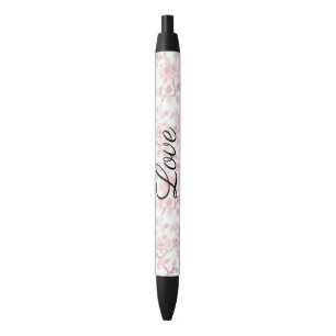 Caneta Preta Belas Rosas Rosa Amor Floral