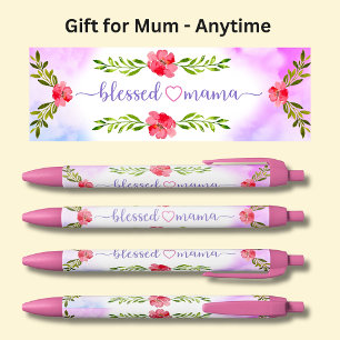 Caneta Preta Blesses Mama Flores Rosa