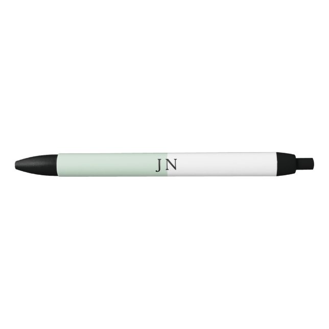 Caneta Preta Bloco de Cor Monograma Verde Pastel Branco (Frente)