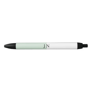 Caneta Preta Bloco de Cor Monograma Verde Pastel Branco Bonito