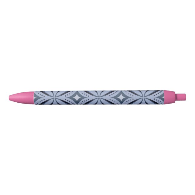 Caneta Preta Blue Geometric Pattern Retro Style (Frente)