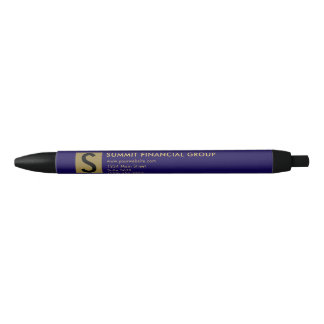 Caneta Preta Blue Gold Initial Logo Professional Design pen