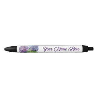 Caneta Preta Blue Hydrangeas Personalized Pen