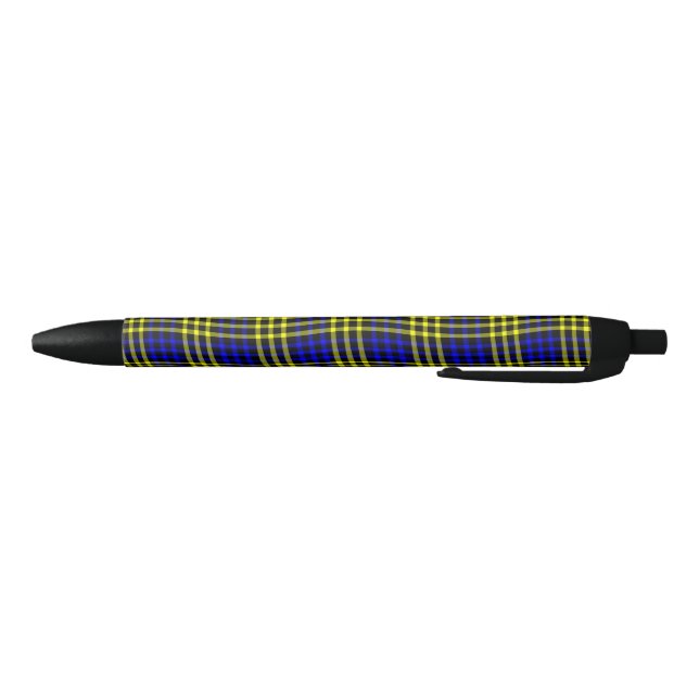 Caneta Preta Blue Yellow Plaid Checker Seamless Pattern (Parte Inferior)