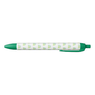 Caneta Preta Boho Chic Green Rainbow Pattern