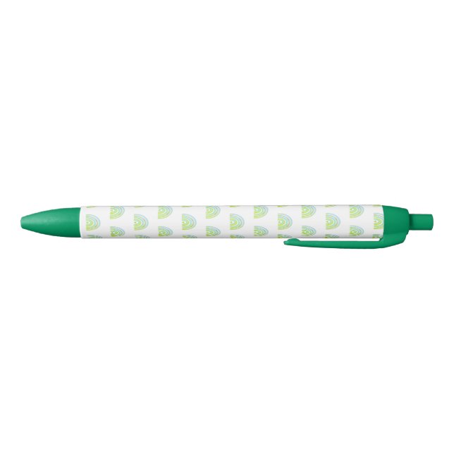 Caneta Preta Boho Chic Green Rainbow Pattern (Parte Inferior)