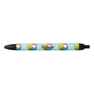 Caneta Preta Bola Colorida de Praia Adicione seu nome