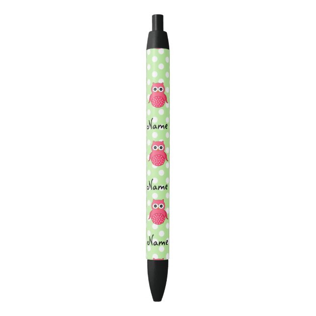 Caneta Preta Bolinhas cor-de-rosa conhecidas personalizadas do (Frente Vertical)