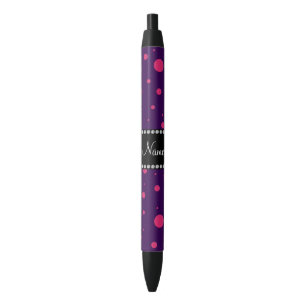 Caneta Preta Bolinhas cor-de-rosa roxas conhecidas