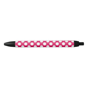 Caneta Preta Bolinhas rosa e branca