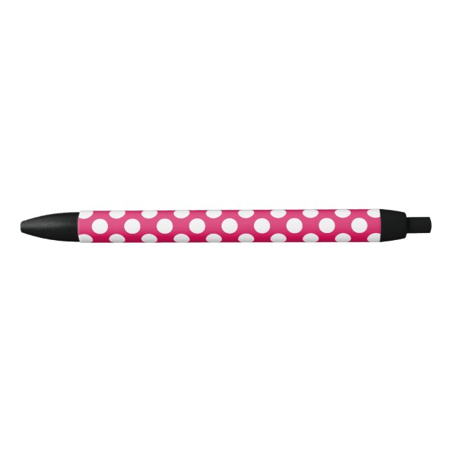 Caneta Preta Bolinhas rosa e branca (Frente)