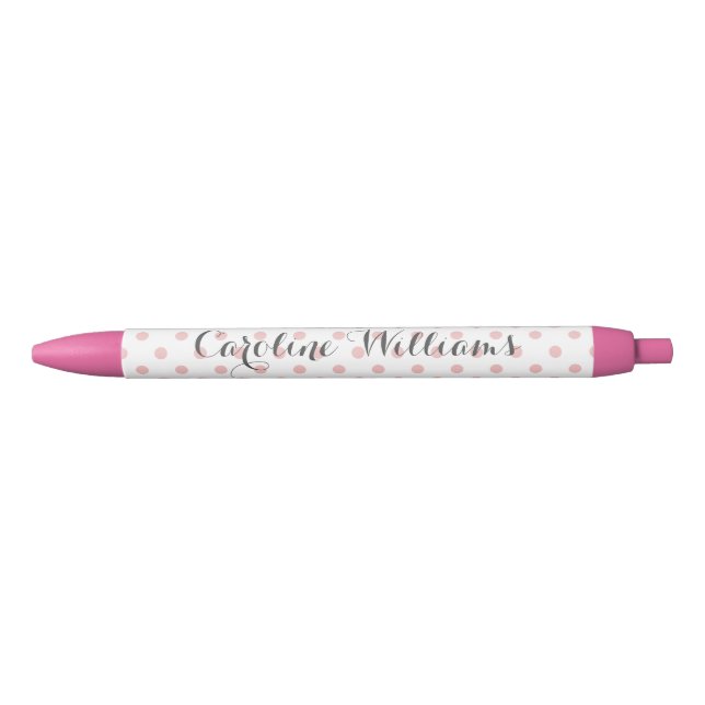 Caneta Preta Bolinhas Rosa Personalizadas (Frente)