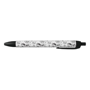 Caneta Preta Bolsa Tote Paisley Preto Branco de Designer