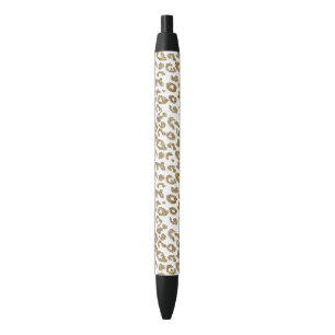 Caneta Preta Bonito Trendy Leopard Imprima Literatura Dourada