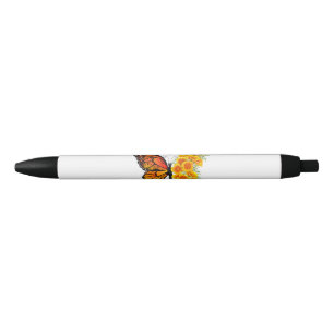 Caneta Preta Borboleta Flor com Papagaio Amarelo da Califórnia