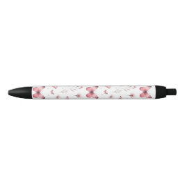 Caneta Preta Borboletas Cor-de-Rosa