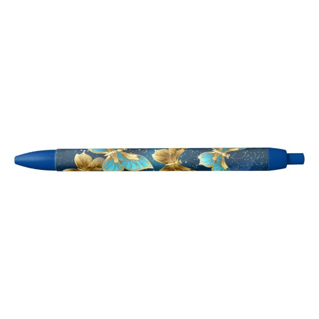 Caneta Preta Borboletas de ouro (Frente)