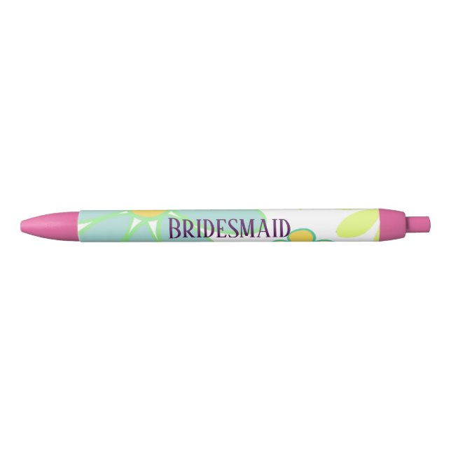 Caneta Preta Bridesmaid Floral Azul (Frente)