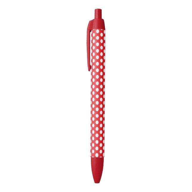 Caneta Preta Bright Red Pen with Classy White Dot Pattern Style (Topo (Vertical))