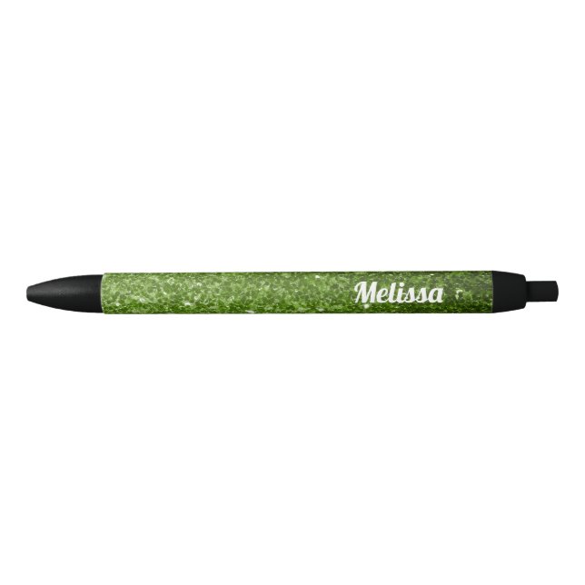 Caneta Preta Brilhante verde-claro brilha faíscas personalizar (Frente)