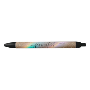 Caneta Preta brilhantes coloridos estilosos personalizados