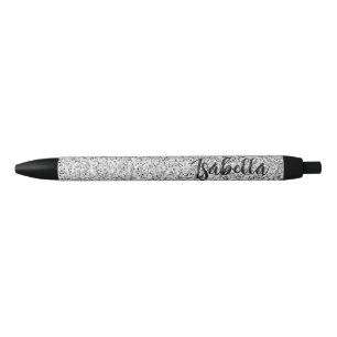 Caneta Preta Brilho de luz cinza prateado faísca personalizado