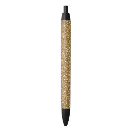 Caneta Preta Brilho Dourado do falso