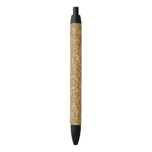 Caneta Preta Brilho Dourado do falso