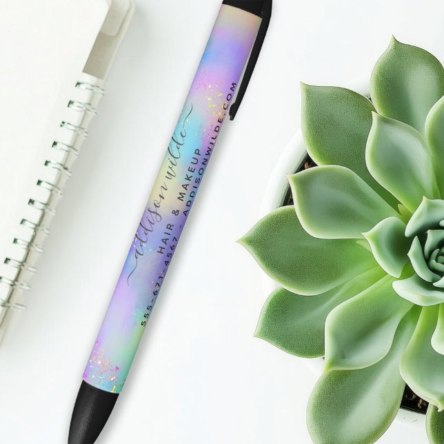 Caneta Preta Brilho Holográfico Opala Negócios Iridescente (Criador carregado)