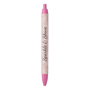 Caneta Preta Brilho Rosa Bege Bem Feminino