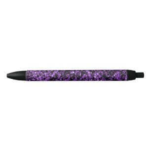 Caneta Preta Brilho roxo