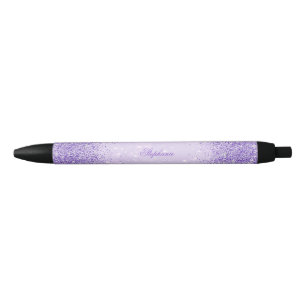 Caneta Preta Brilho roxo glamoroso