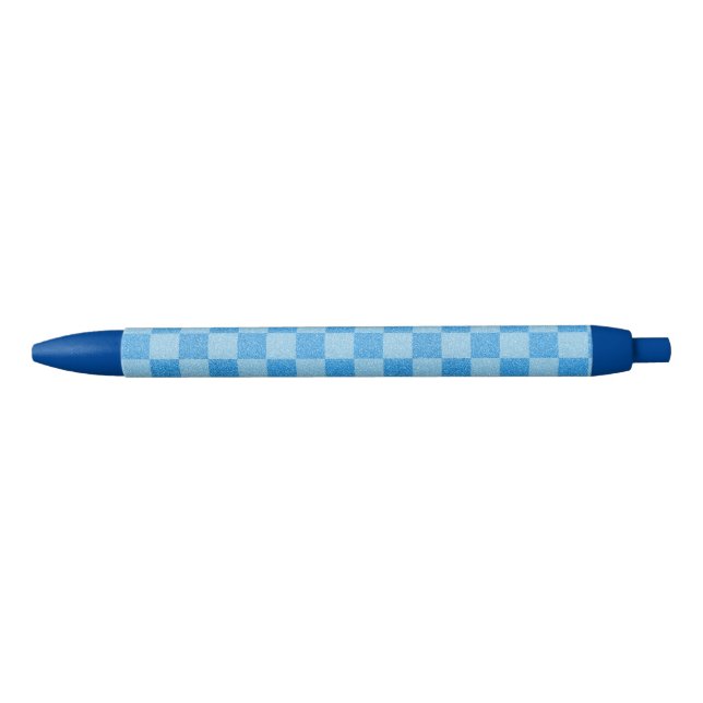 Caneta Preta Brilho Xadrez Azul (Frente)