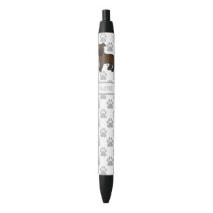 Caneta Preta Brindle English Staffie Cute Cartoon Dog & Name