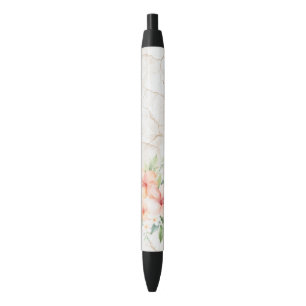 Caneta Preta Brisa de Verão Bege Pêssego Hibisco
