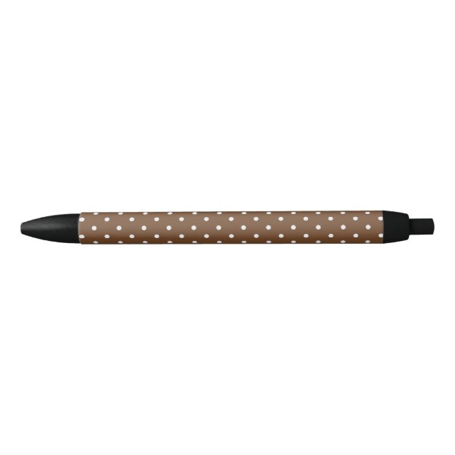 Caneta Preta Brown Polka Dot Pattern Retro Minimal Dotted Desig (Frente)
