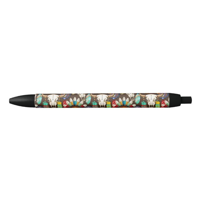 Caneta Preta Buffalo Skull Native American Emblem (Frente)