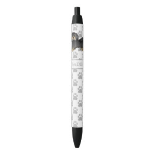 Caneta Preta Cachorro E Nome Da Caricatura Em Branco E Tan Hava