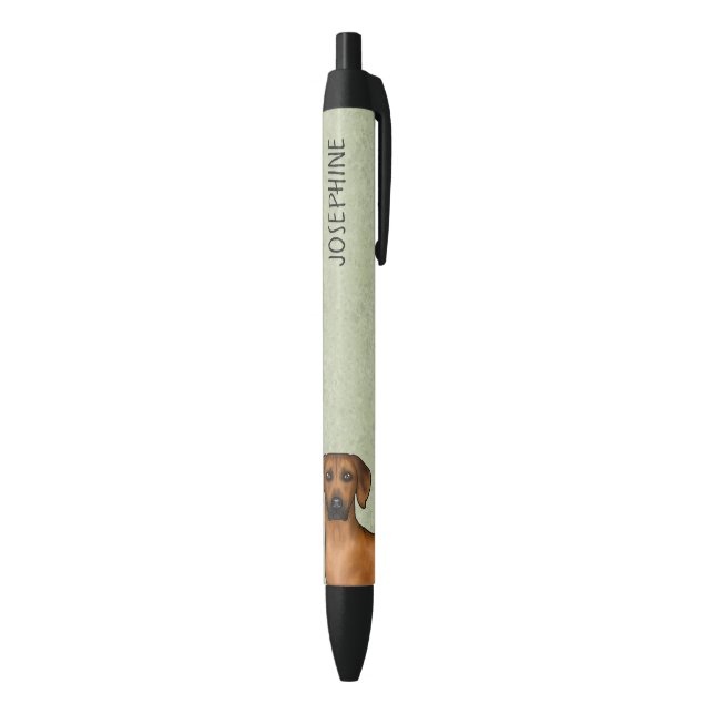 Caneta Preta Cachorro Marrom Fofo Rhodesian Ridgeback Com Nome  (parte de inferior (Vertical))