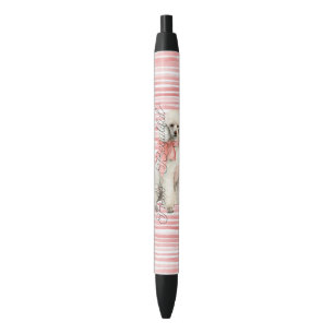 Caneta Preta Cachorro Poodle Branco Olá Bonito
