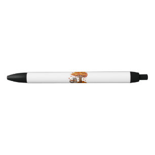 Caneta Preta Café Gelado Cute Halloween Mapache Outono