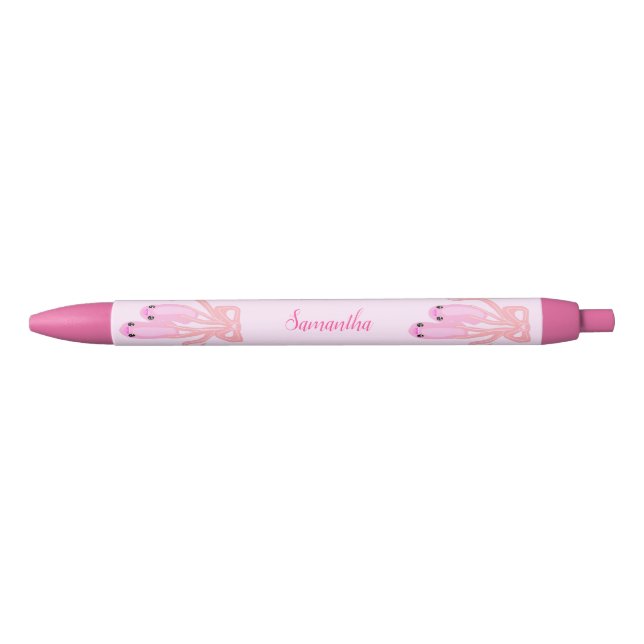 Caneta Preta Calçados De Balé Bonitos, A Rosa Kawaii Personaliz (Frente)
